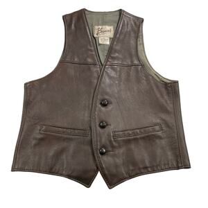Vintage Berman’s Mens Brown Leather Biker Vest Size 40 Fully Lined with Pockets